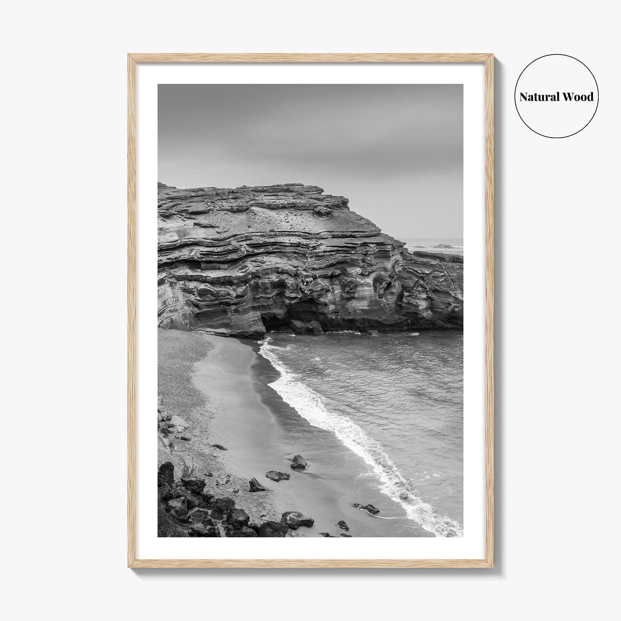 Green Sand Beach Black and White Fine Art Photo Print, Big Island Hawaii Poster