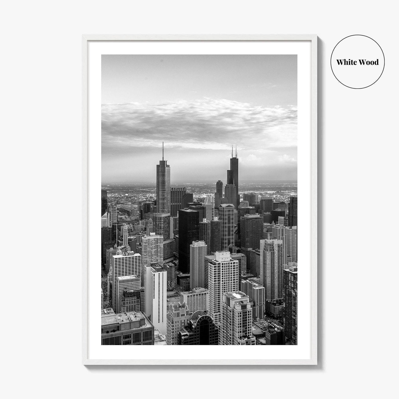 Chicago Skyline Black and White Fine Art Photo Print, Illinois USA Poster