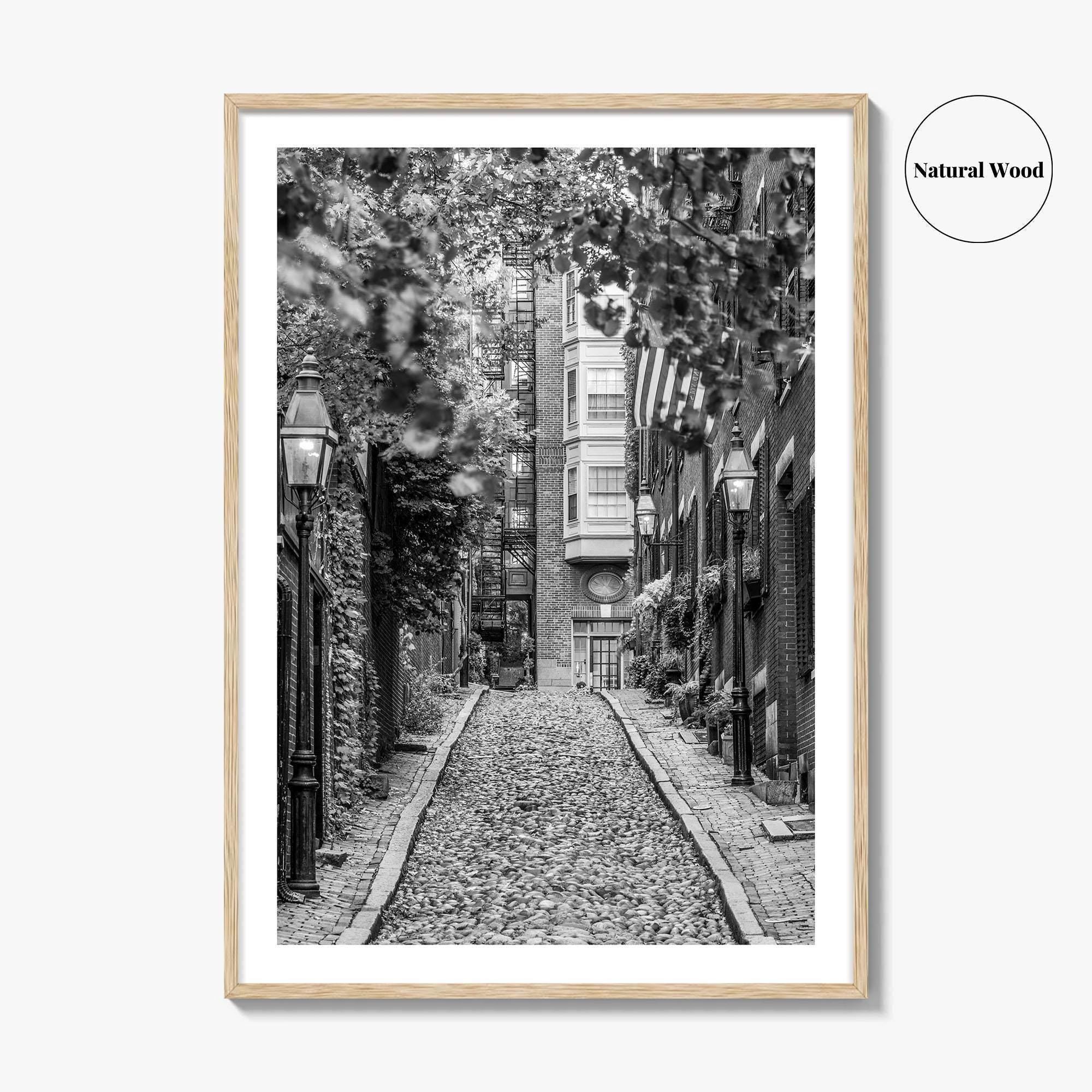Boston Black and White Fine Art Photo Print, Acorn Street Beacon Hill Poster