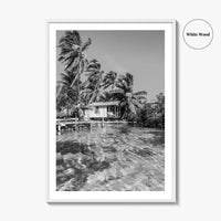 Tobacco Caye Black and White Fine Art Photo Print, Belize Barrier Reef, Caribbean, Poster