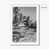 Tobacco Caye Black and White Fine Art Photo Print, Belize Barrier Reef, Caribbean, Poster