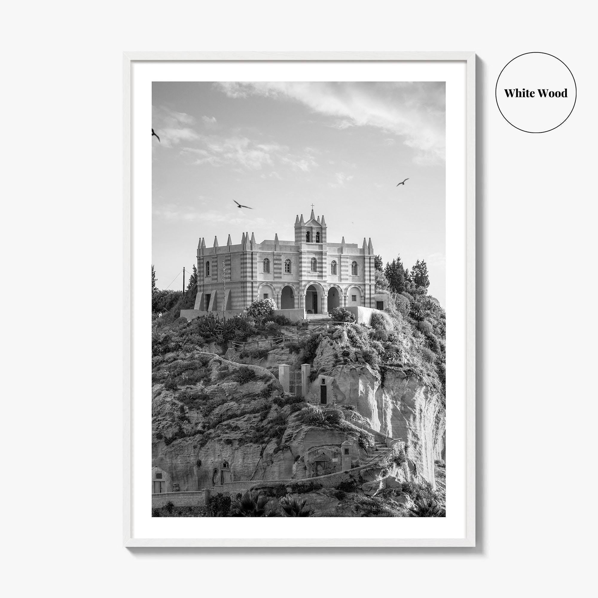 Tropea Black and White Fine Art Photo Print, Santa Maria dell'Isola, Calabria Italy Poster