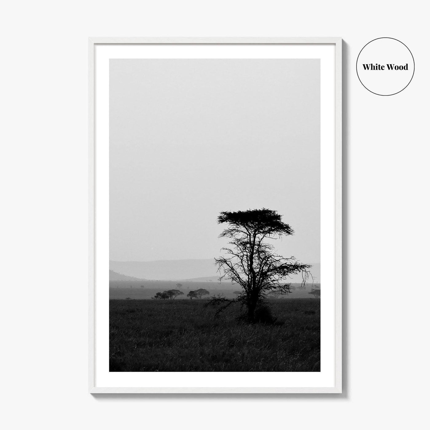 Serengeti Black and White Fine Art Photo Print, Tanzania Landscape Poster