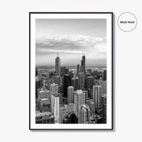 Chicago Skyline Black and White Fine Art Photo Print, Illinois USA Poster