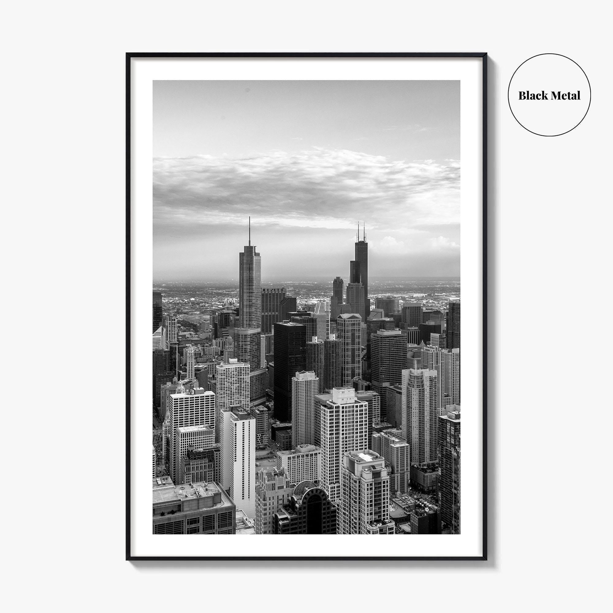 Chicago Skyline Black and White Fine Art Photo Print, Illinois USA Poster