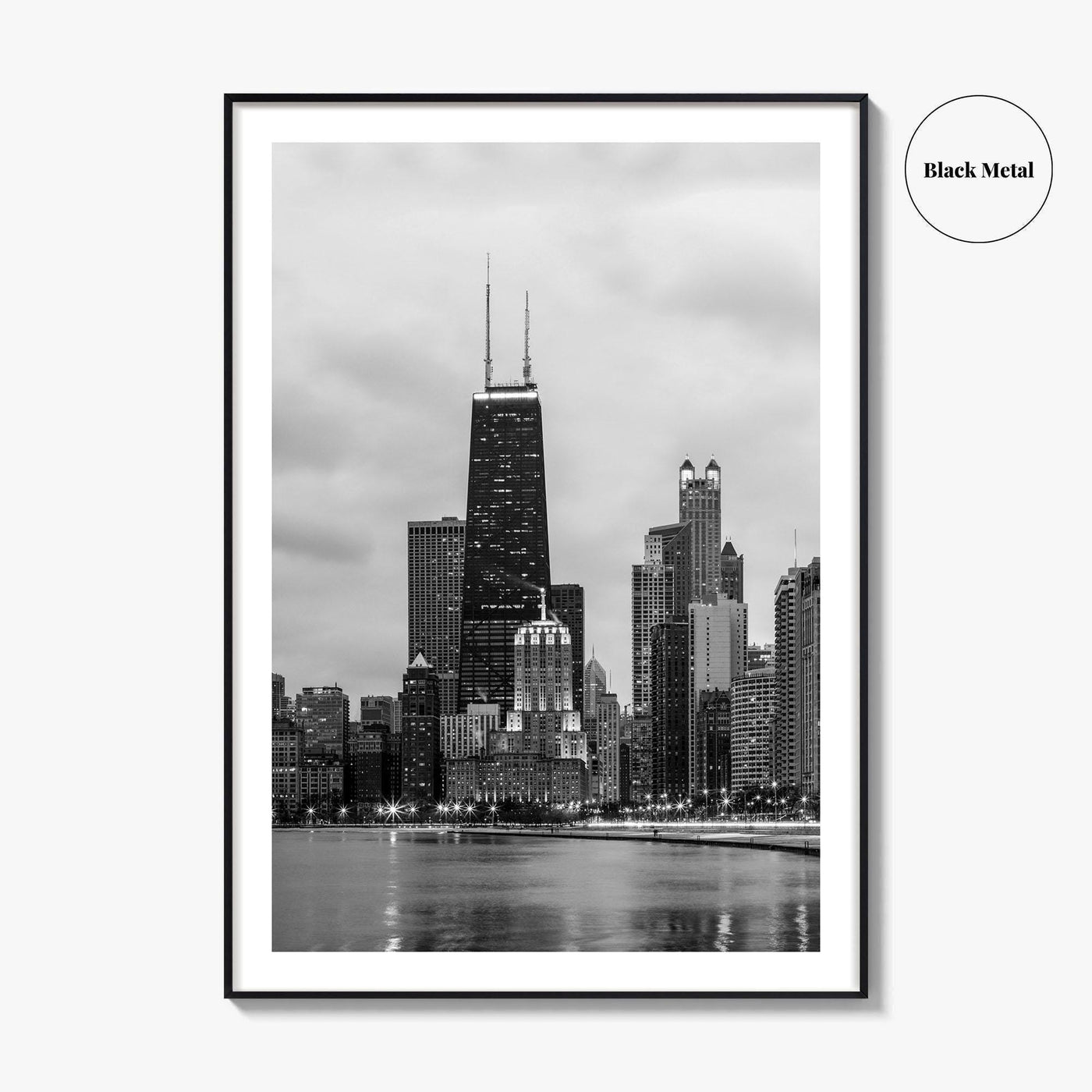 Chicago Skyline Black and White Fine Art Photo Print, North Side Illinois Poster