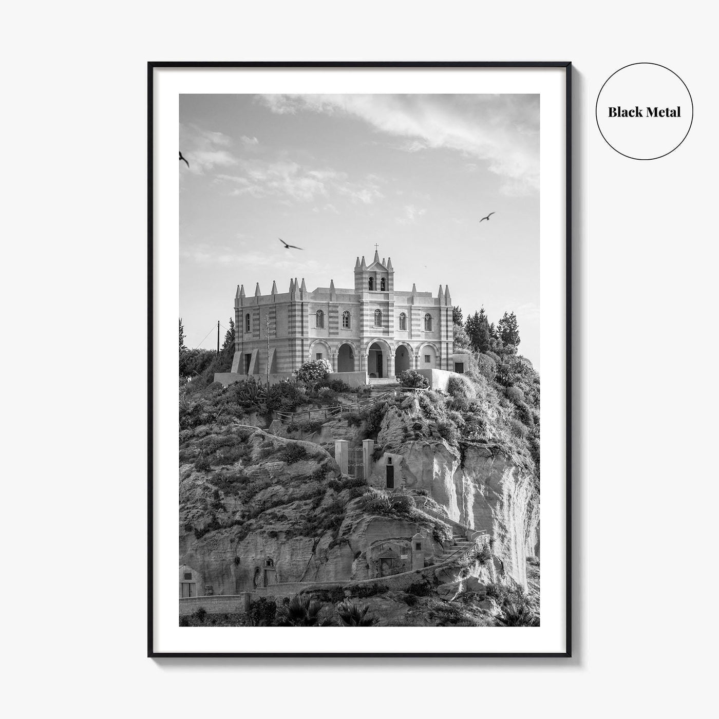 Tropea Black and White Fine Art Photo Print, Santa Maria dell'Isola, Calabria Italy Poster