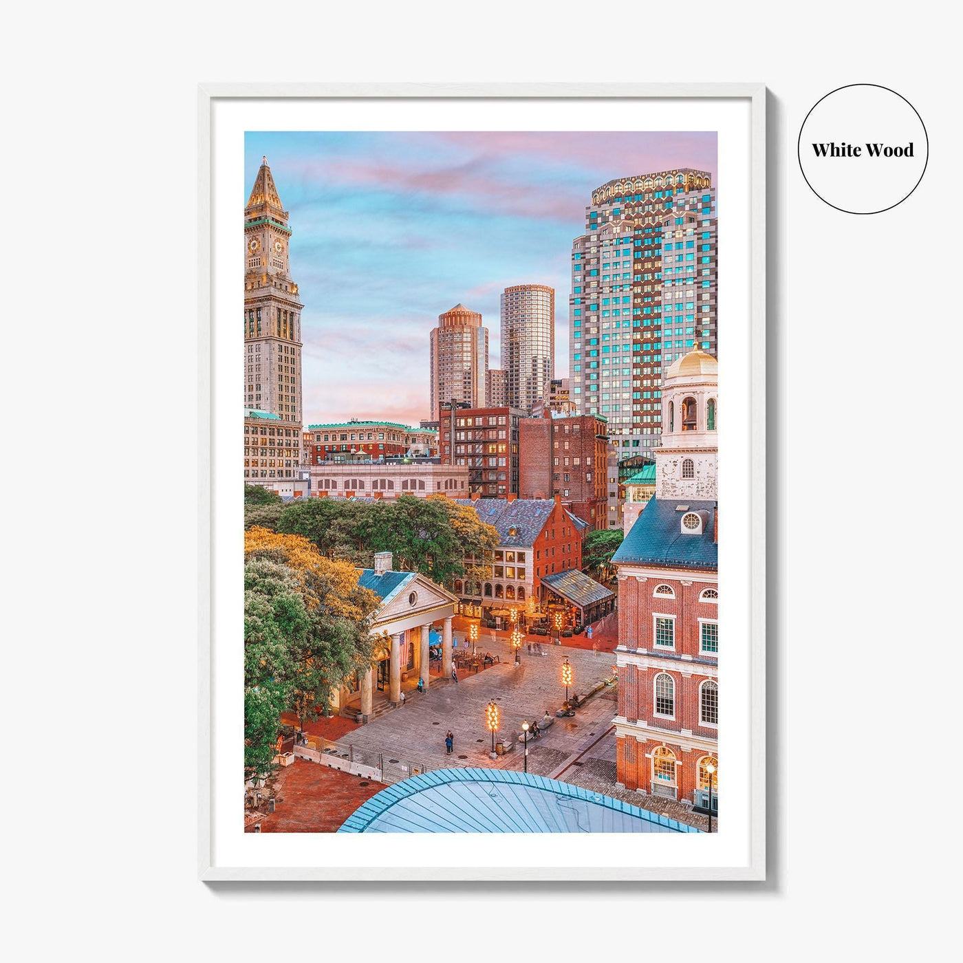 Boston Skyline Fine Art Photo Print, Faneuil Hall, Quincy Market, Massachusetts USA Poster