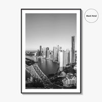 Brisbane Skyline Black and White Fine Art Photo Print, Story Bridge Queensland Poster