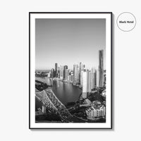 Brisbane Skyline Black and White Fine Art Photo Print, Story Bridge Queensland Poster