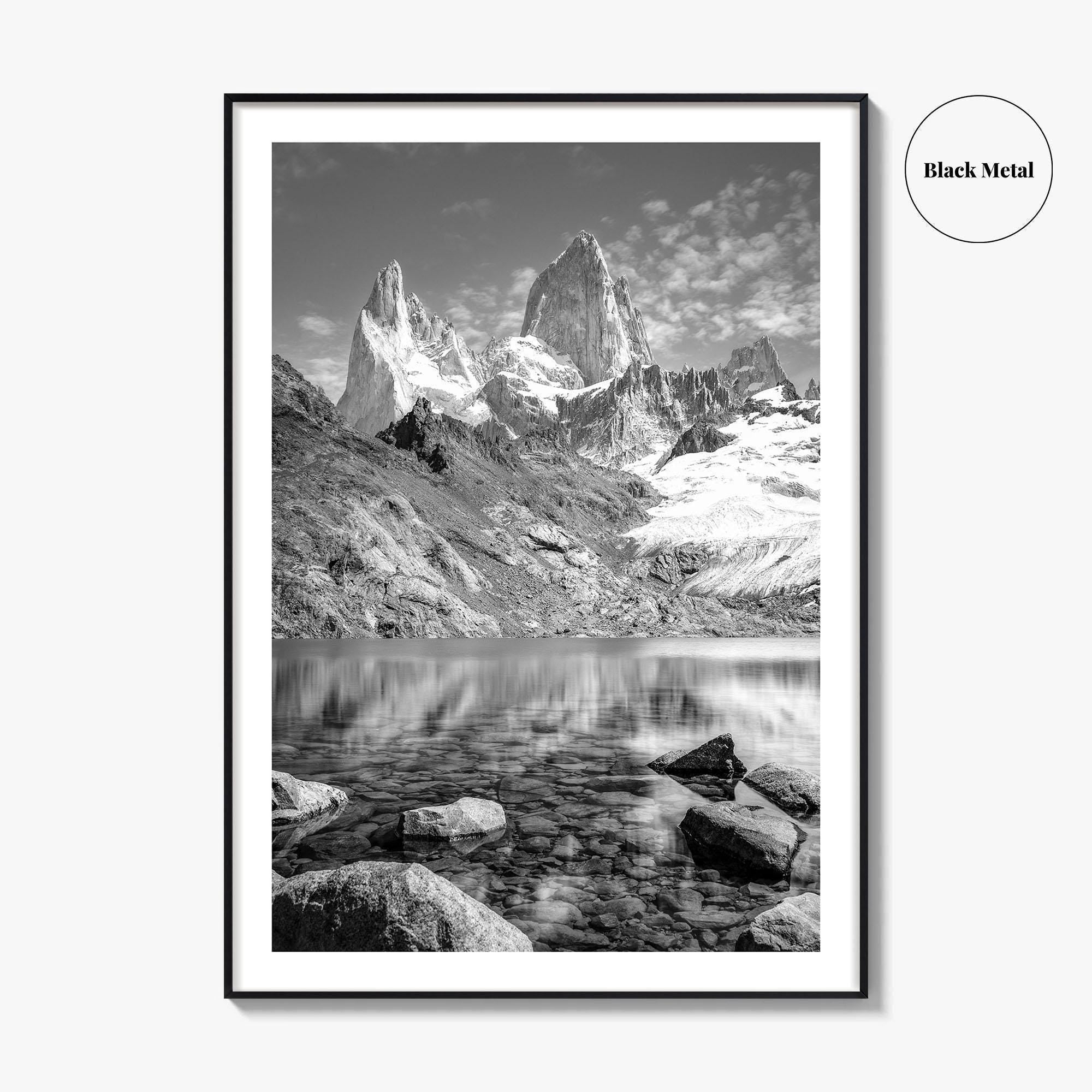 Mount Fitz Roy Black and White Fine Art Photo Print, Patagonia Argentina Poster