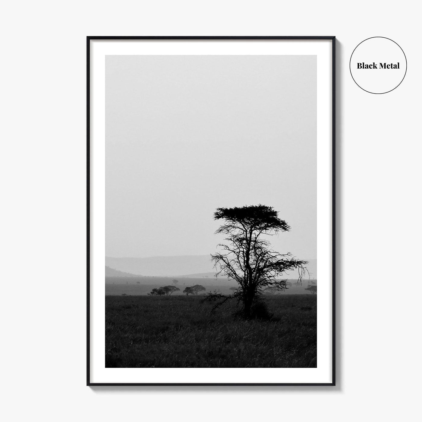 Serengeti Black and White Fine Art Photo Print, Tanzania Landscape Poster