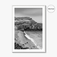 Green Sand Beach Black and White Fine Art Photo Print, Big Island Hawaii Poster