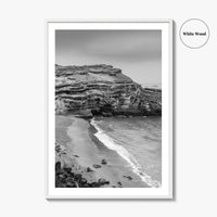 Green Sand Beach Black and White Fine Art Photo Print, Big Island Hawaii Poster