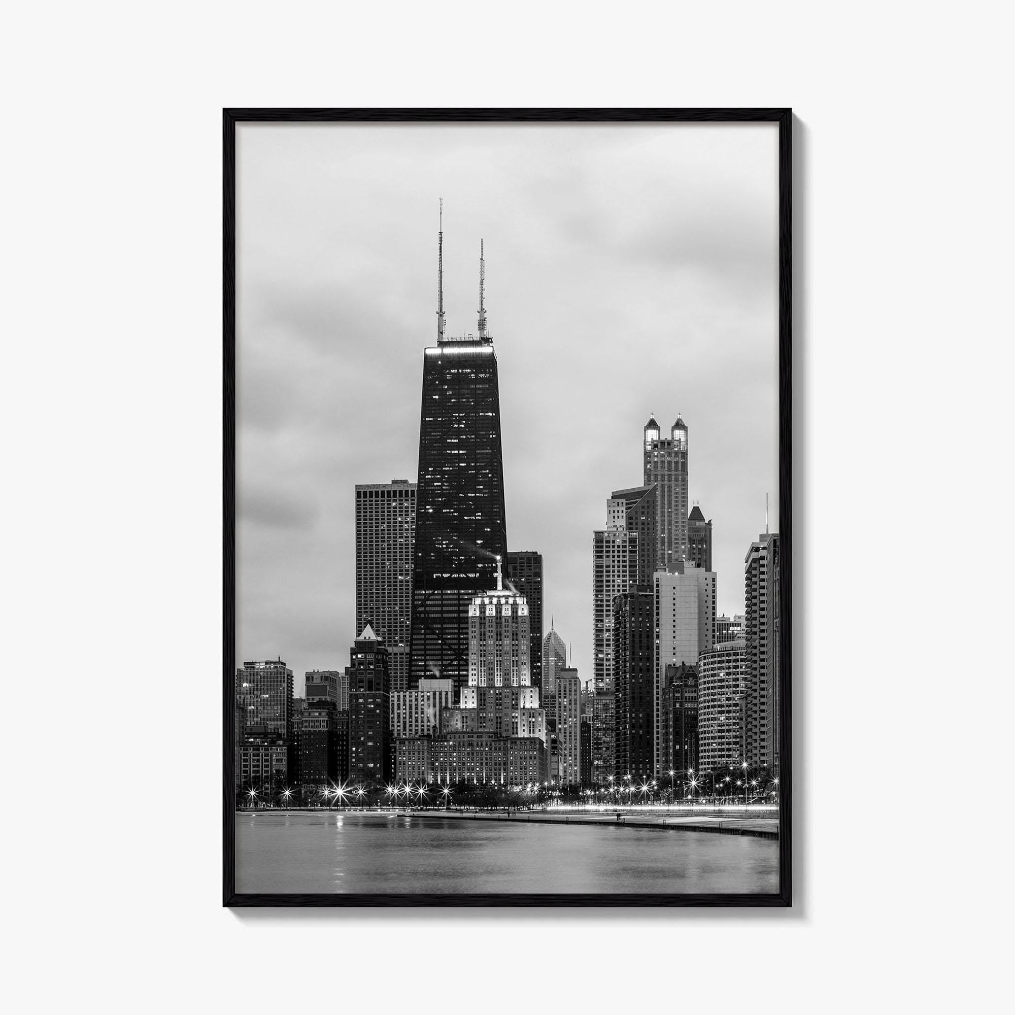 Chicago Skyline Black and White Fine Art Photo Print, North Side Illinois Poster