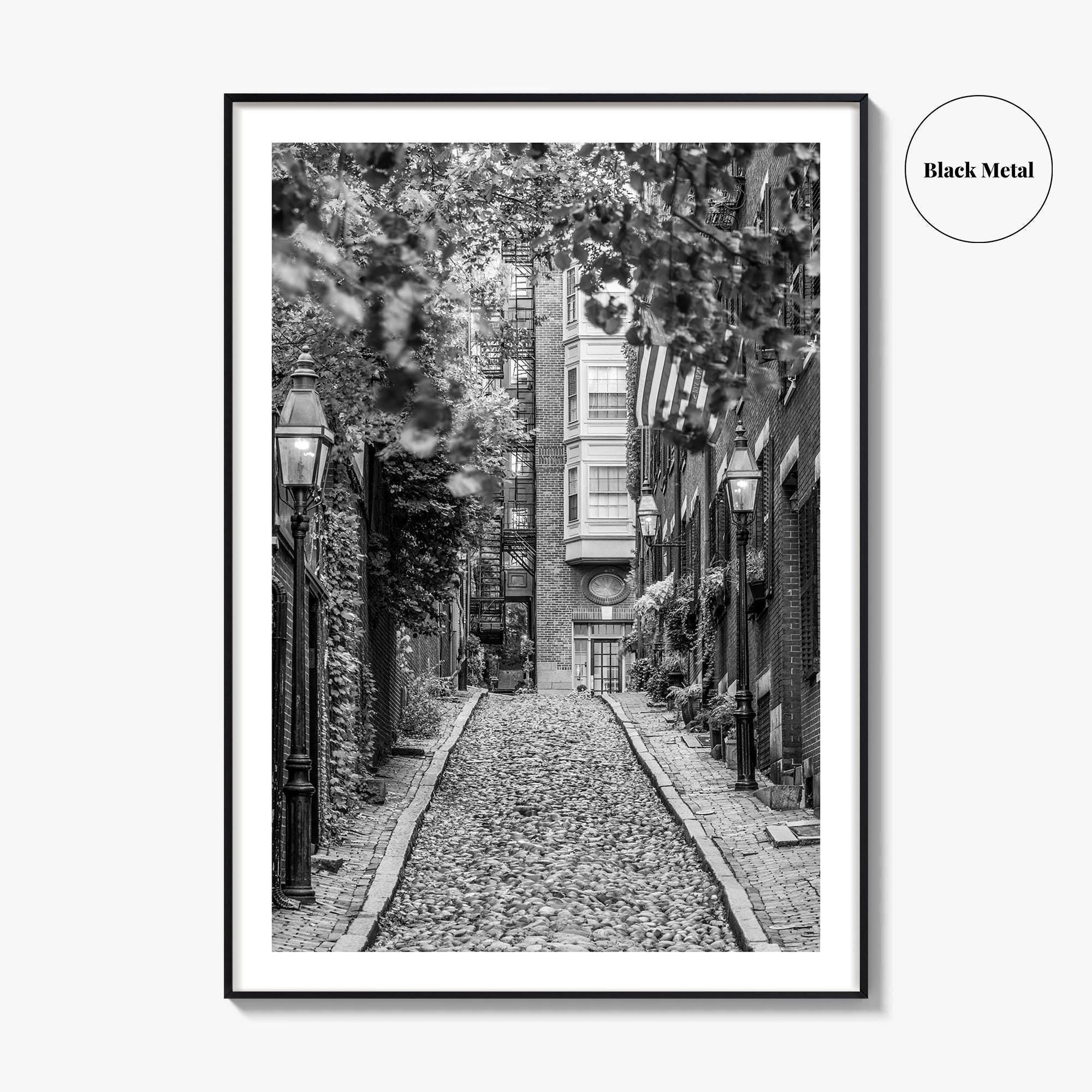 Boston Black and White Fine Art Photo Print, Acorn Street Beacon Hill Poster