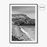 Green Sand Beach Black and White Fine Art Photo Print, Big Island Hawaii Poster