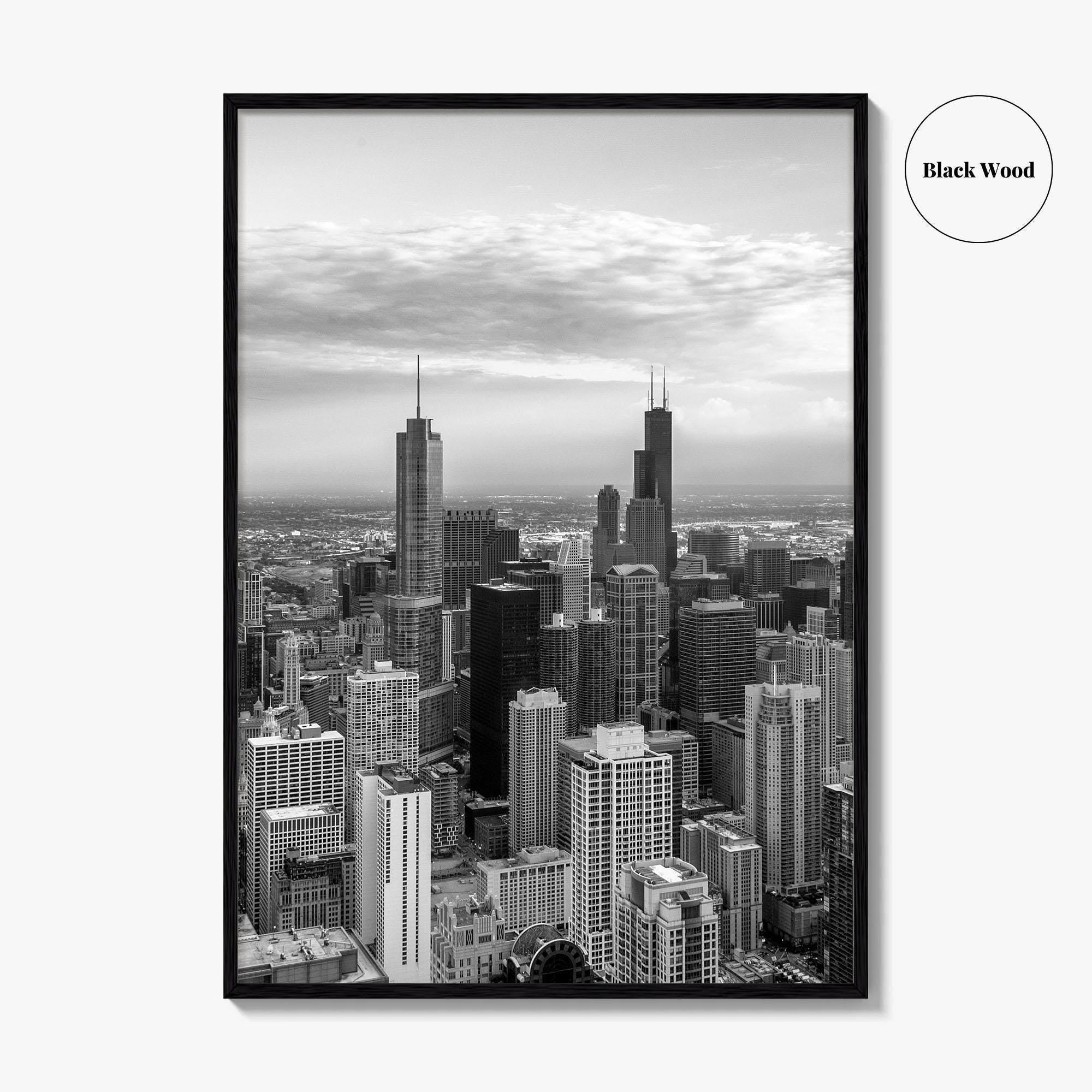 Chicago Skyline Black and White Fine Art Photo Print, Illinois USA Poster