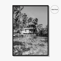 Tobacco Caye Black and White Fine Art Photo Print, Belize Barrier Reef, Caribbean, Poster