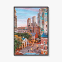 Boston Skyline Fine Art Photo Print, Faneuil Hall, Quincy Market, Massachusetts USA Poster