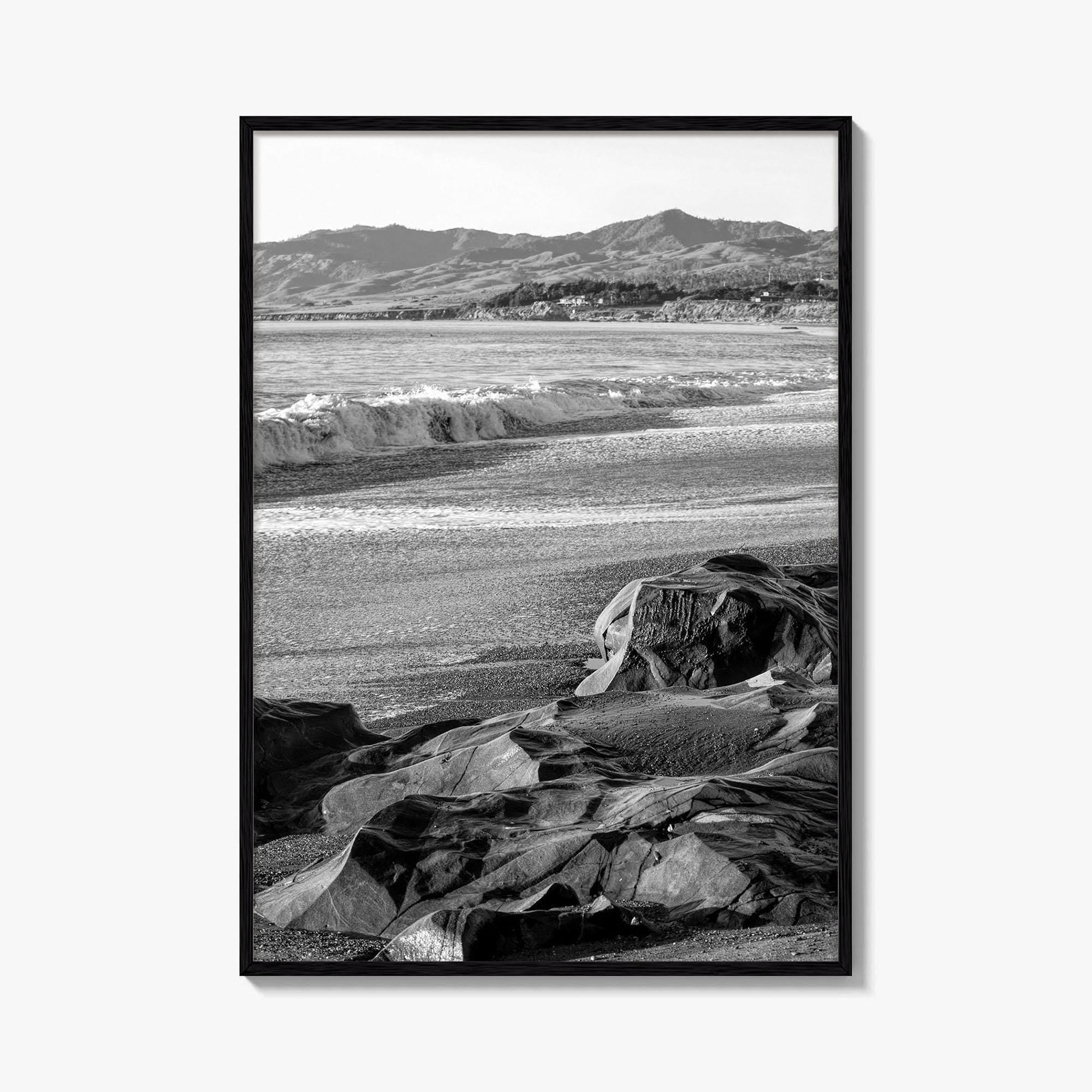 Cambria Black and White Fine Art Photo Print, California Central Coast Rocks Poster