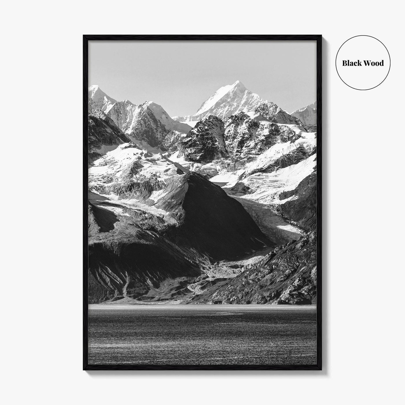 Glacier Bay Black and White Fine Art Photo Print, Alaska Inside Passage Poster