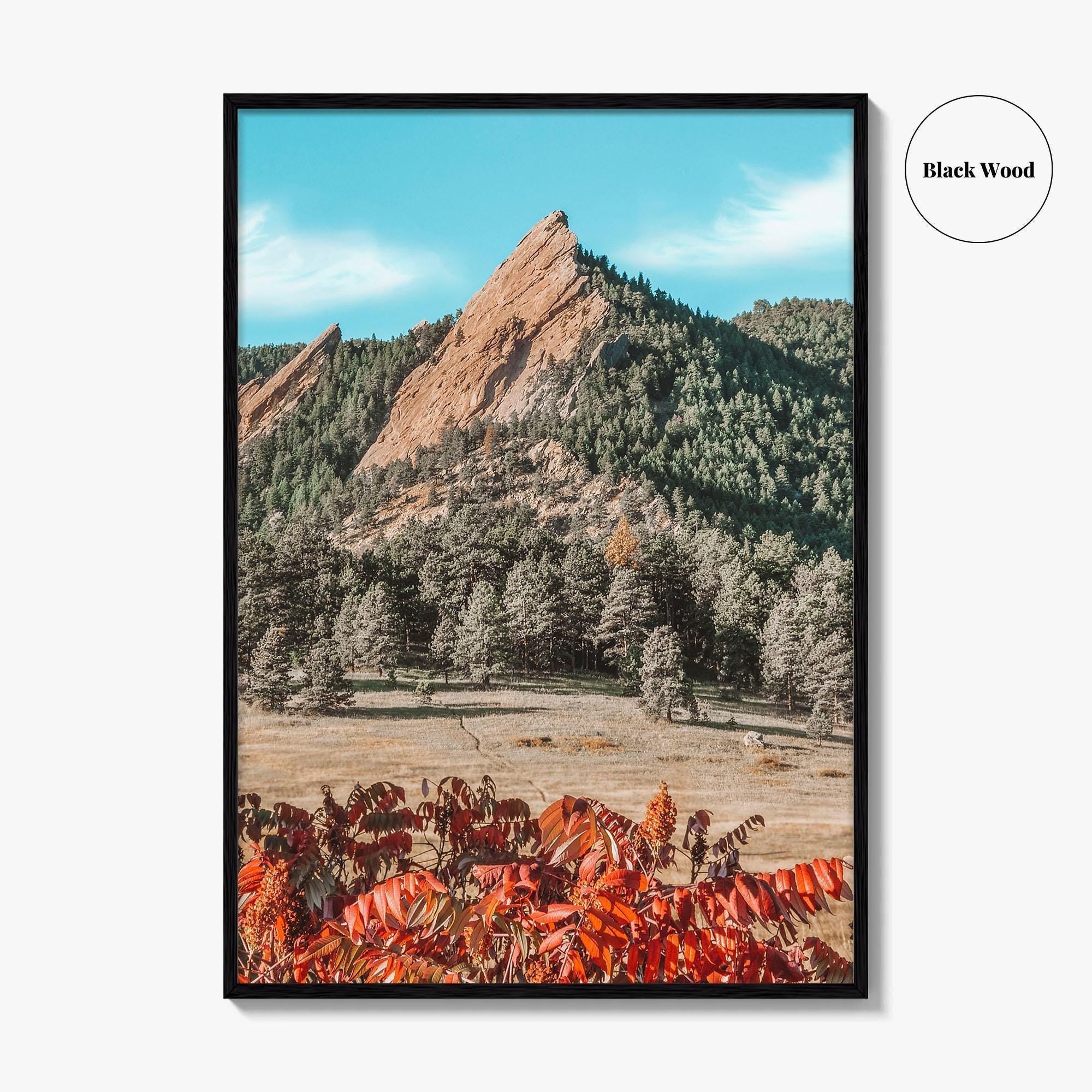 Boulder Fine Art Photo Print, Flatirons Colorado, Rocky Mountains, Autumn Foliage Poster