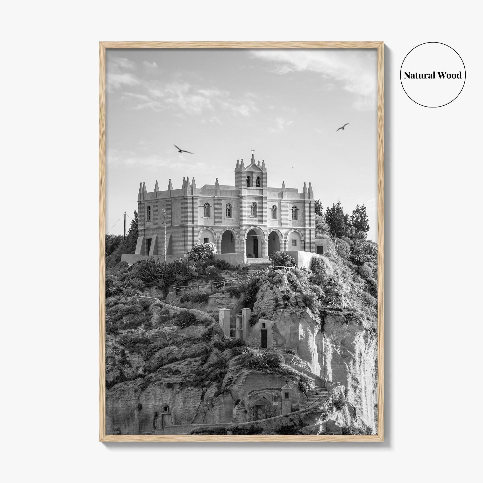 Tropea Black and White Fine Art Photo Print, Santa Maria dell'Isola, Calabria Italy Poster