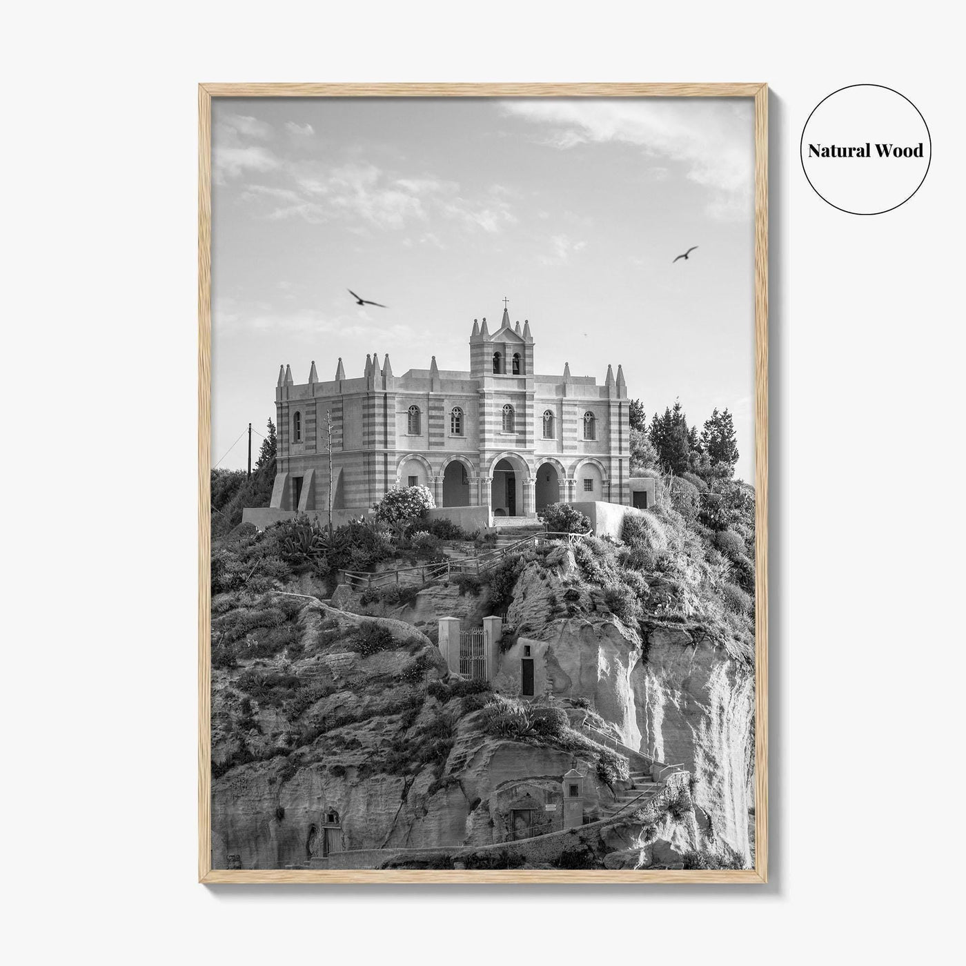 Tropea Black and White Fine Art Photo Print, Santa Maria dell'Isola, Calabria Italy Poster