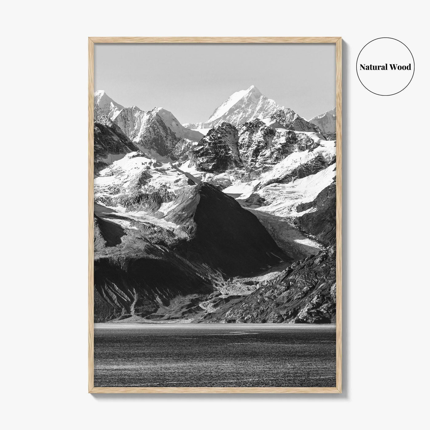 Glacier Bay Black and White Fine Art Photo Print, Alaska Inside Passage Poster