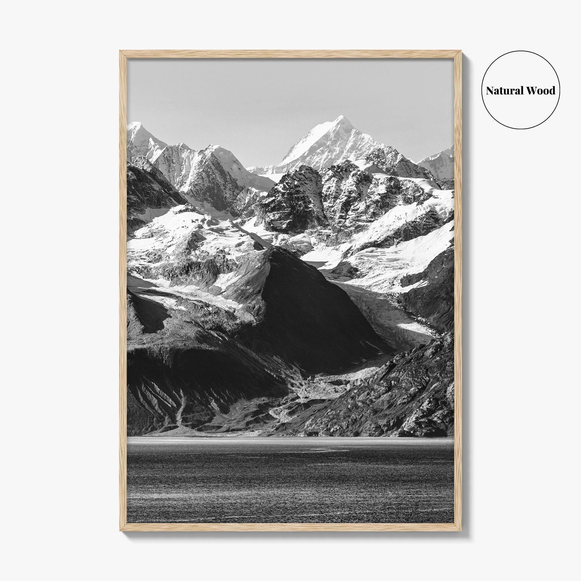 Glacier Bay Black and White Fine Art Photo Print, Alaska Inside Passage Poster