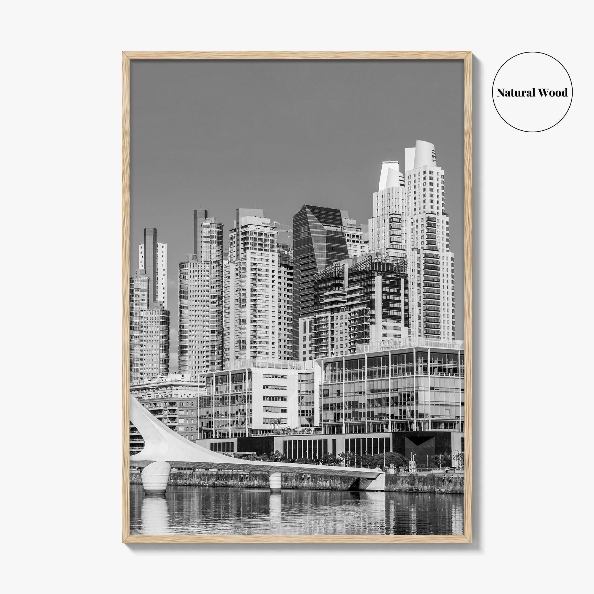 Buenos Aires Black and White Fine Art Photo Print, Puerto Madero Waterfront, Argentina