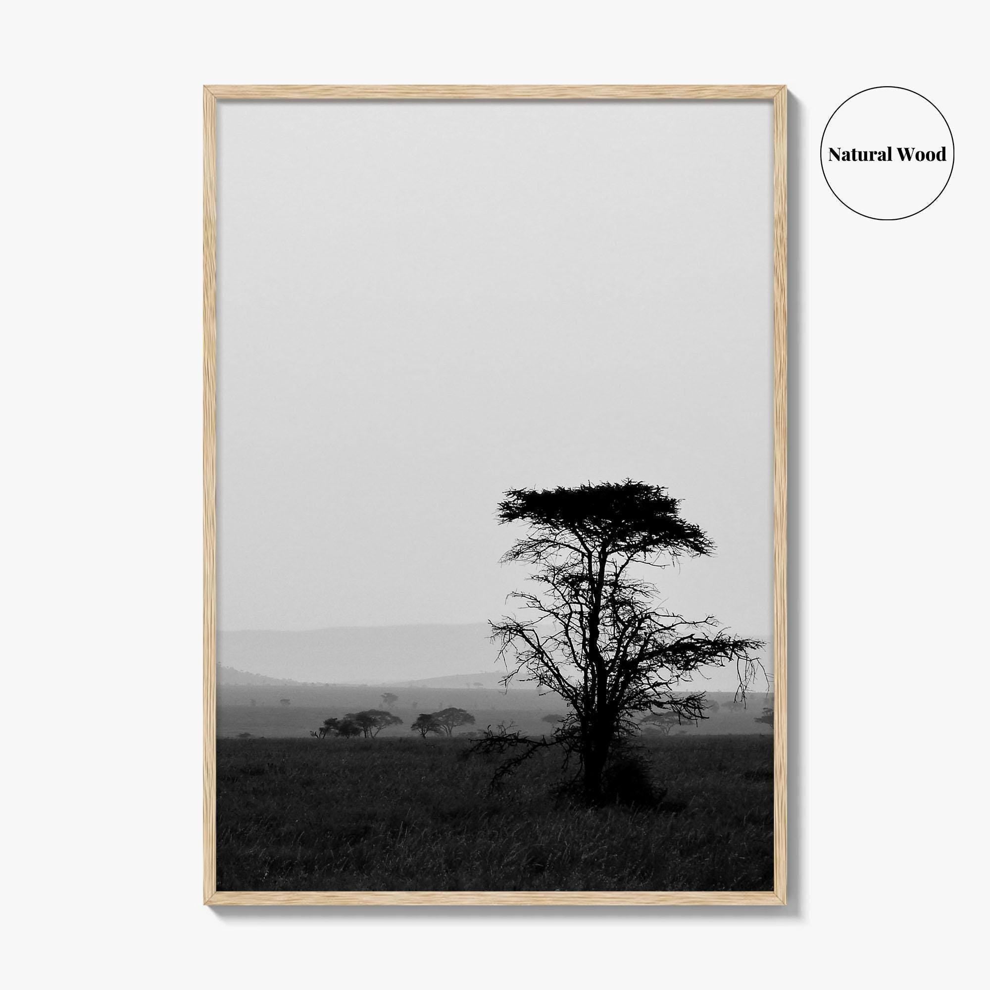 Serengeti Black and White Fine Art Photo Print, Tanzania Landscape Poster
