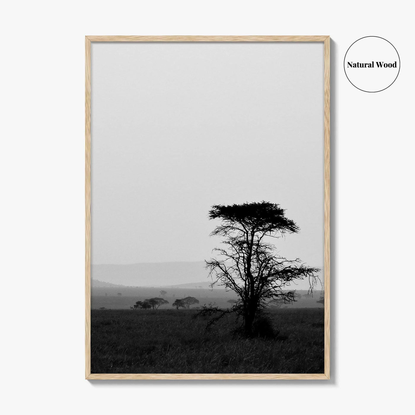 Serengeti Black and White Fine Art Photo Print, Tanzania Landscape Poster