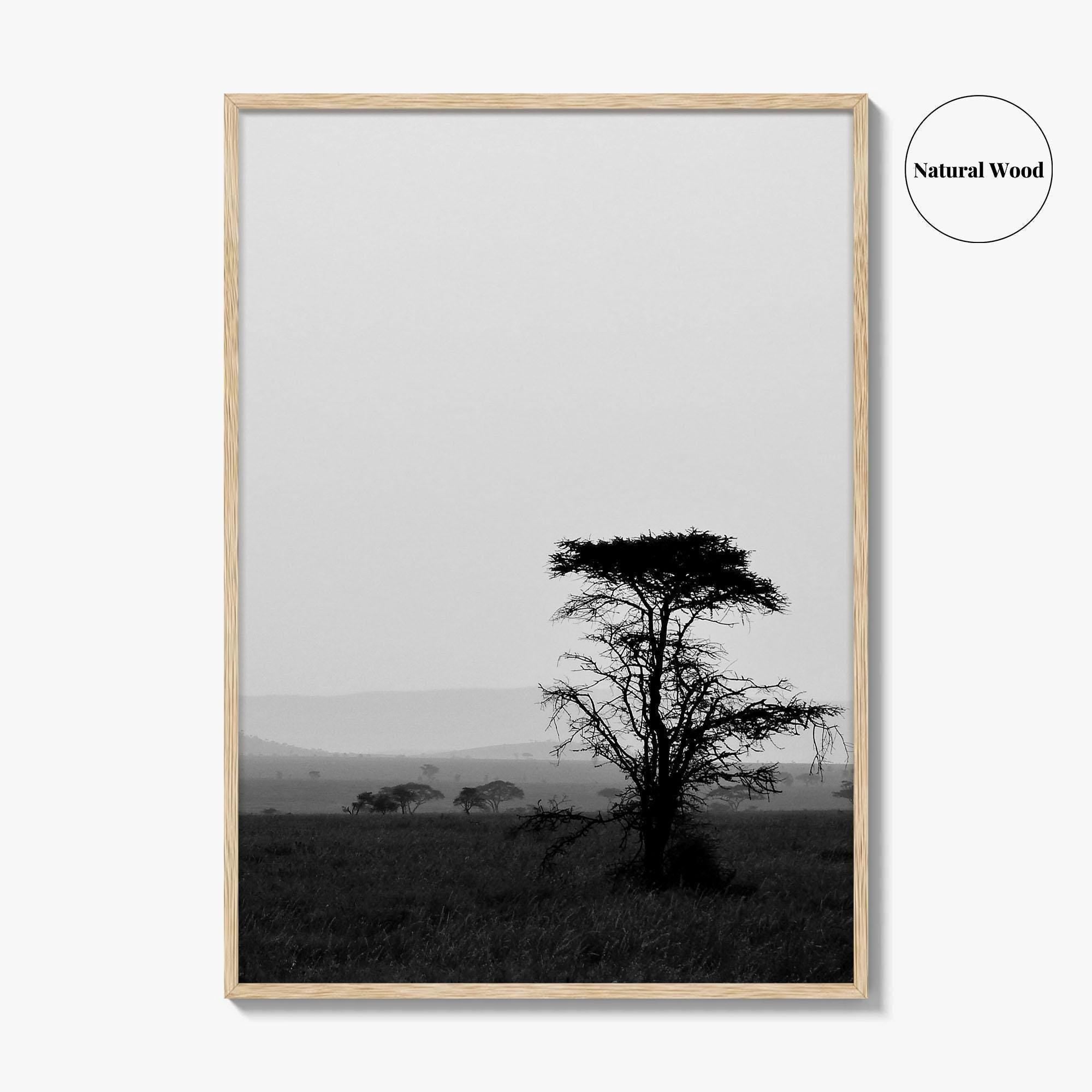 Serengeti Black and White Fine Art Photo Print, Tanzania Landscape Poster