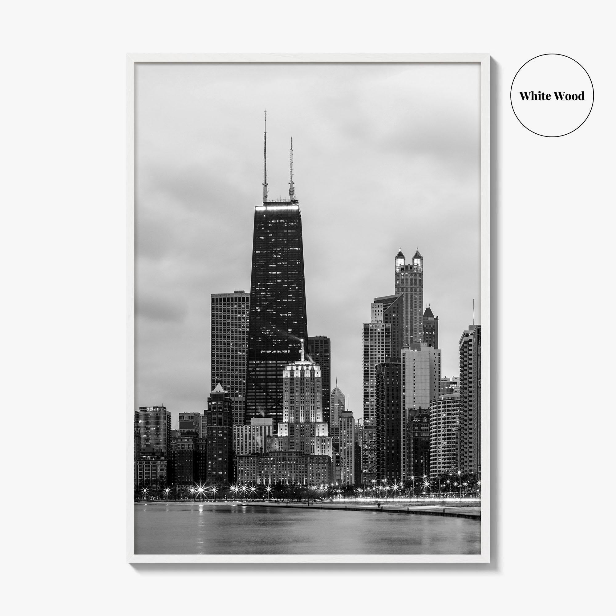 Chicago Skyline Black and White Fine Art Photo Print, North Side Illinois Poster