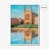 Cambridge England Fine Art Photo Print, UK Waterfront Panorama, Reflection Wall Decor Poster