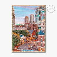 Boston Skyline Fine Art Photo Print, Faneuil Hall, Quincy Market, Massachusetts USA Poster