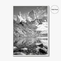 Mount Fitz Roy Black and White Fine Art Photo Print, Patagonia Argentina Poster