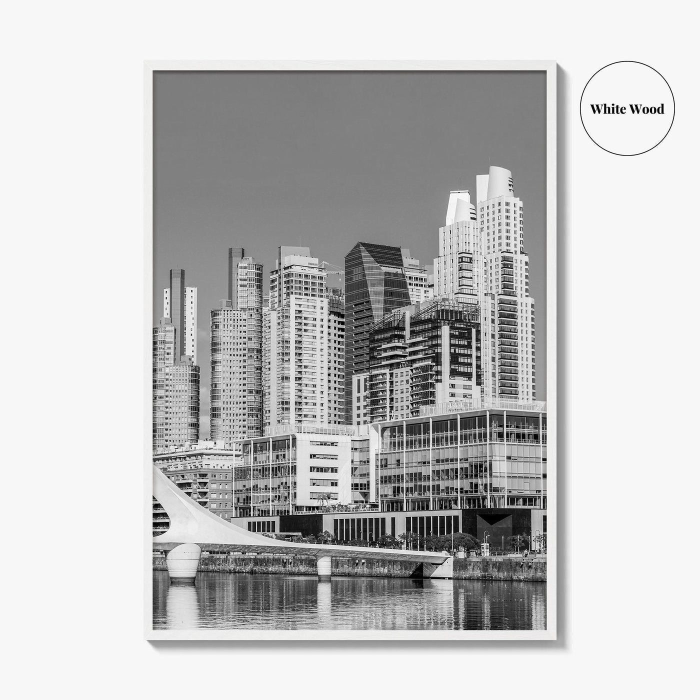 Buenos Aires Black and White Fine Art Photo Print, Puerto Madero Waterfront, Argentina