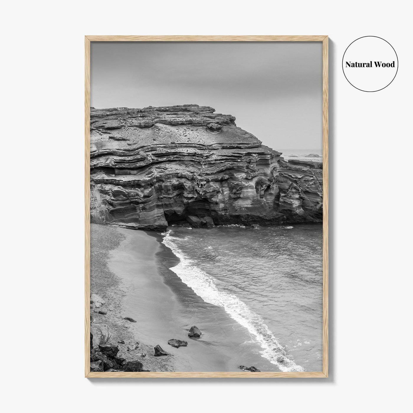 Green Sand Beach Black and White Fine Art Photo Print, Big Island Hawaii Poster