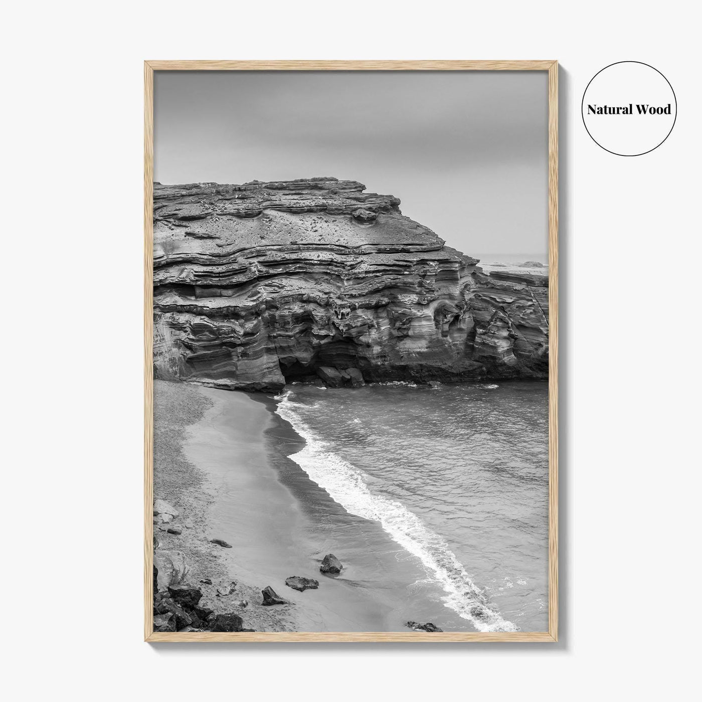 Green Sand Beach Black and White Fine Art Photo Print, Big Island Hawaii Poster