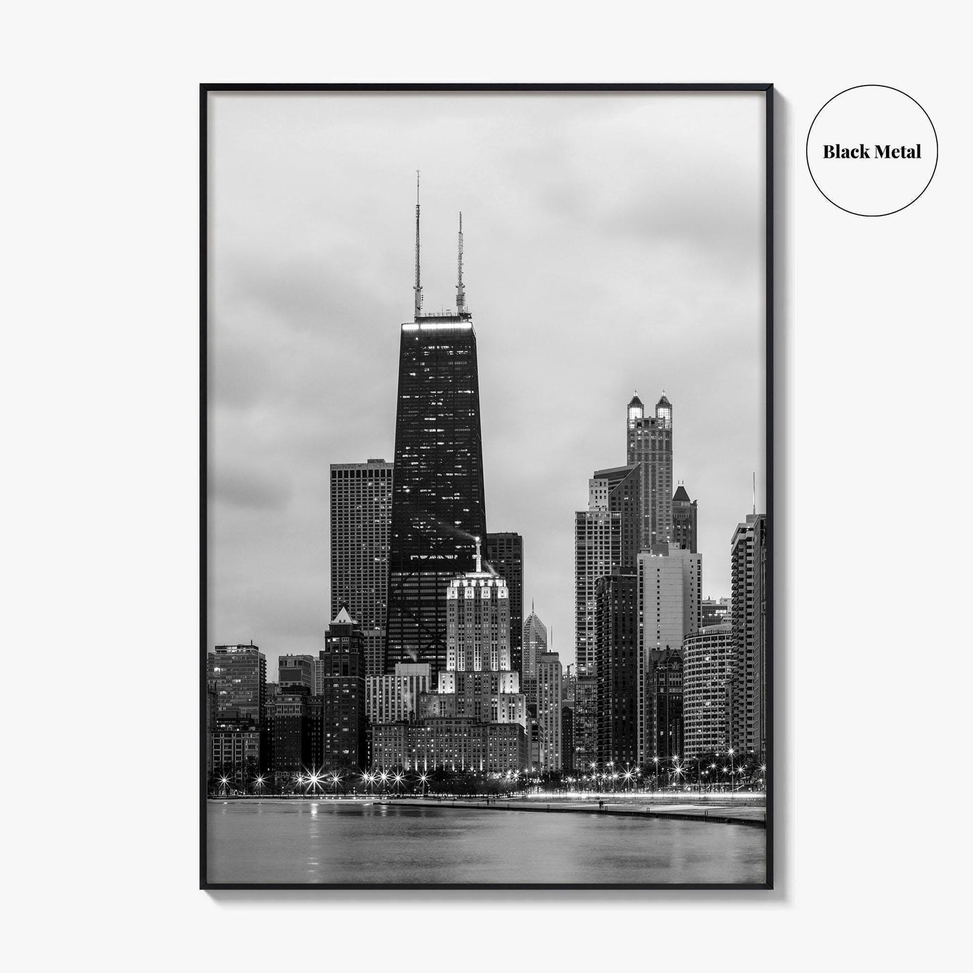 Chicago Skyline Black and White Fine Art Photo Print, North Side Illinois Poster