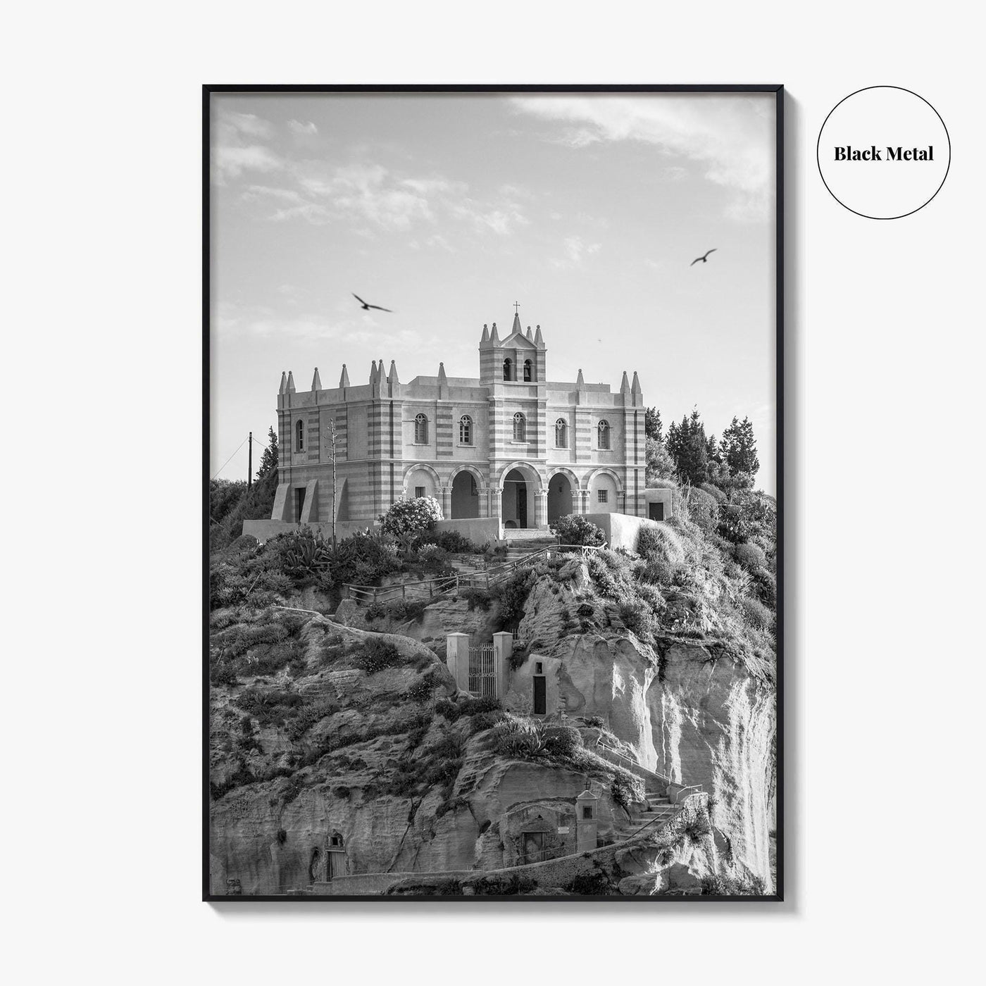 Tropea Black and White Fine Art Photo Print, Santa Maria dell'Isola, Calabria Italy Poster