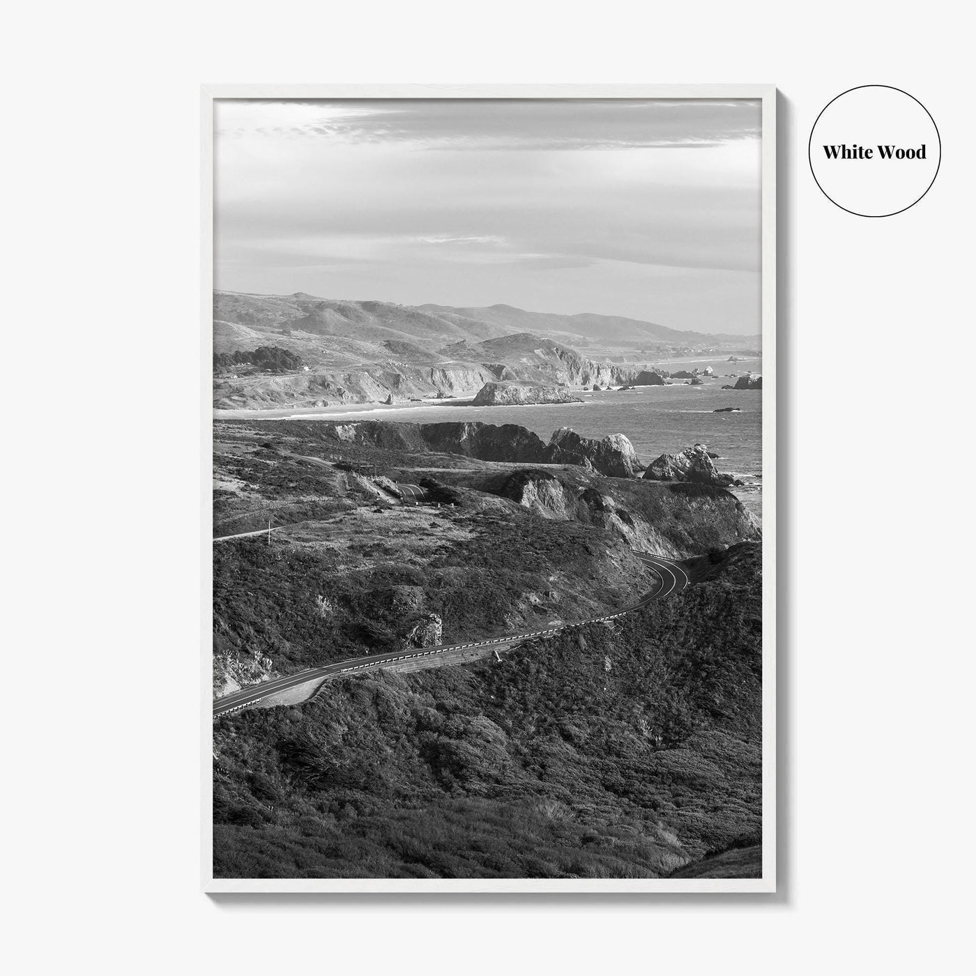 California State Route 1 Black and White Fine Art Photo Print, Pacific Coast Highway