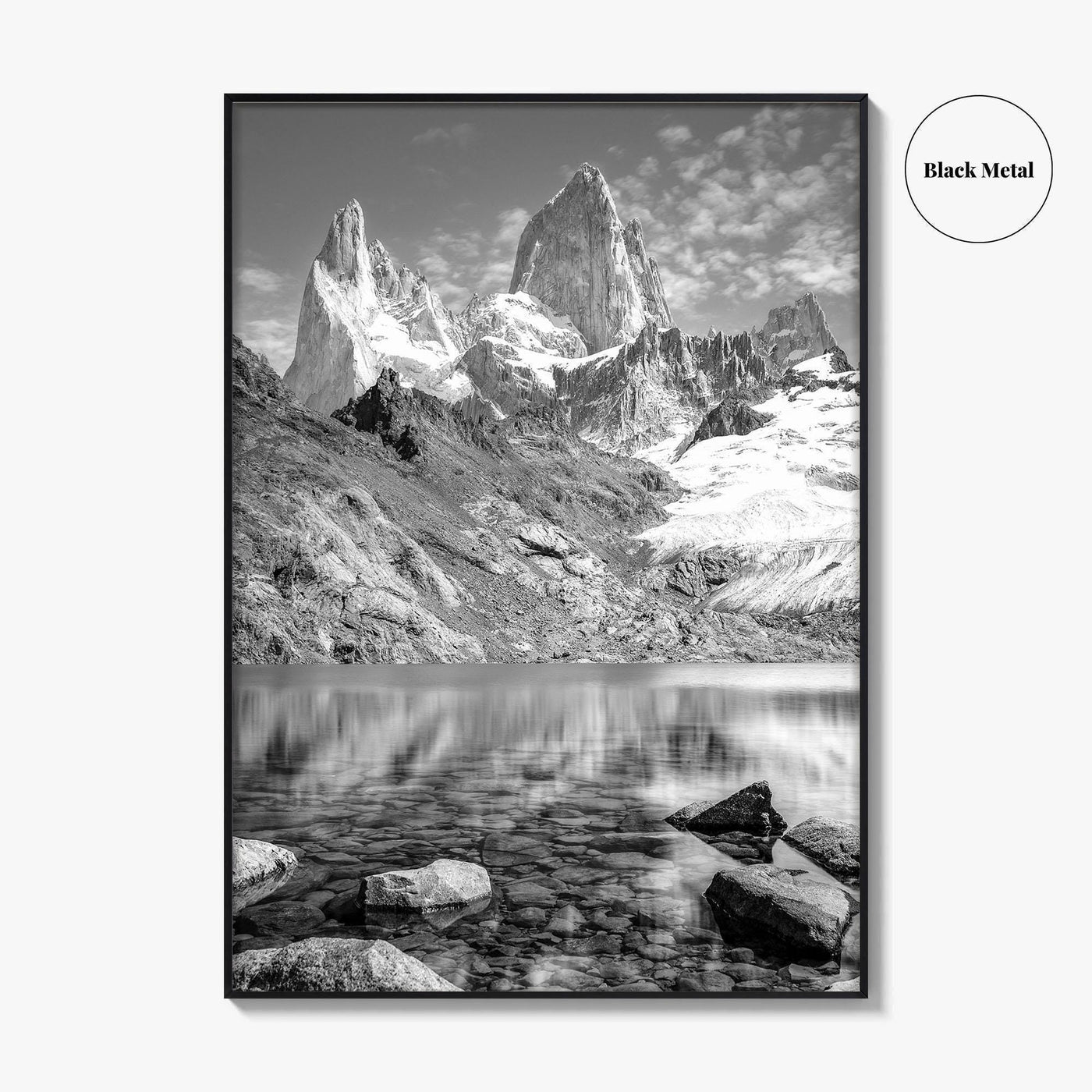 Mount Fitz Roy Black and White Fine Art Photo Print, Patagonia Argentina Poster
