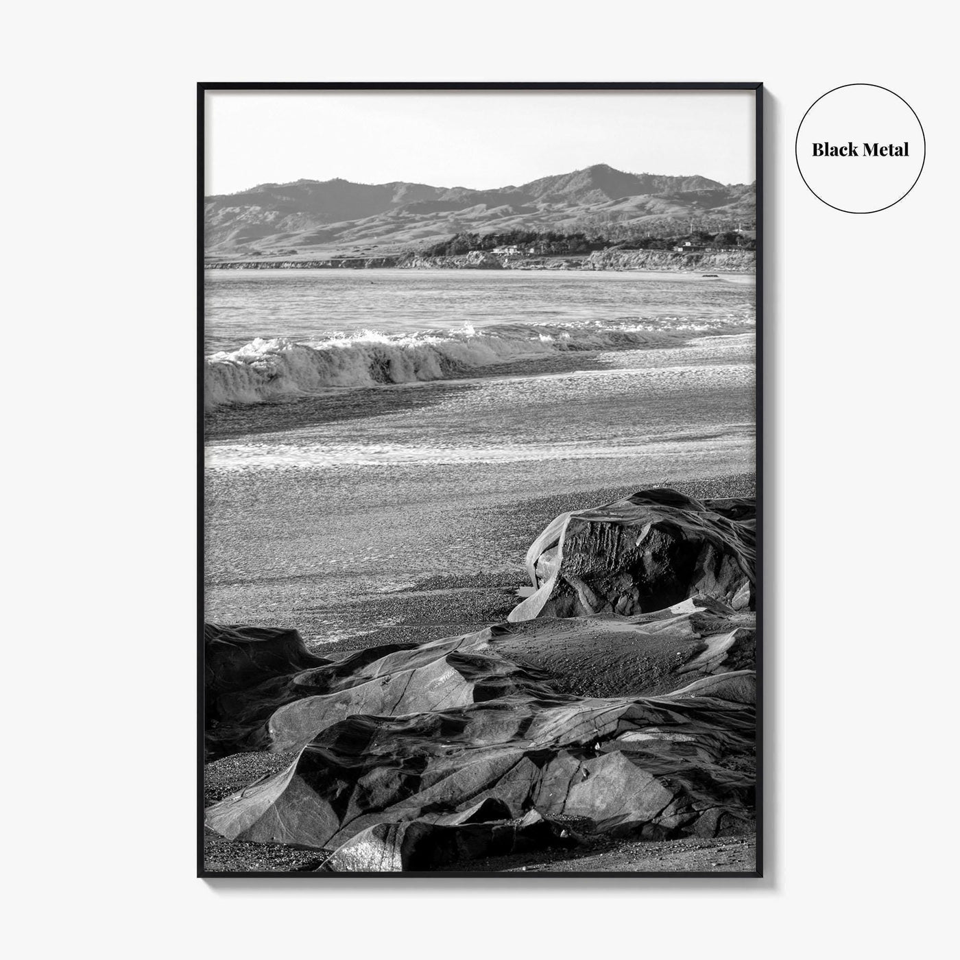 Cambria Black and White Fine Art Photo Print, California Central Coast Rocks Poster