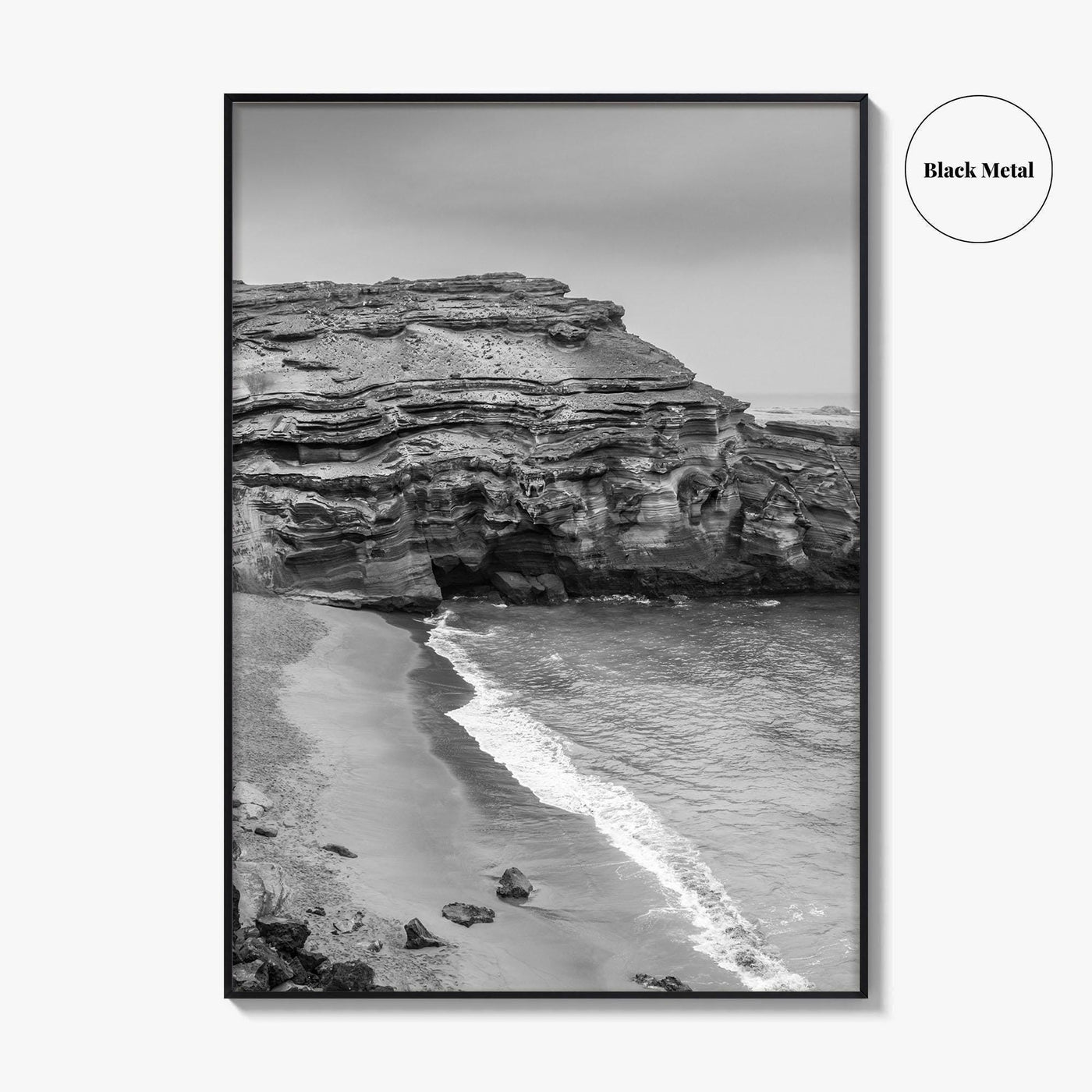 Green Sand Beach Black and White Fine Art Photo Print, Big Island Hawaii Poster