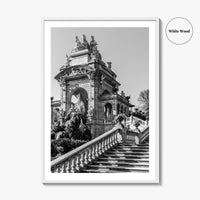 Barcelona Black and White Fine Art Photo Print, Ciutadella Park Cascada, Spain Wall Poster