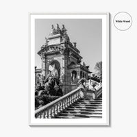 Barcelona Black and White Fine Art Photo Print, Ciutadella Park Cascada, Spain Wall Poster